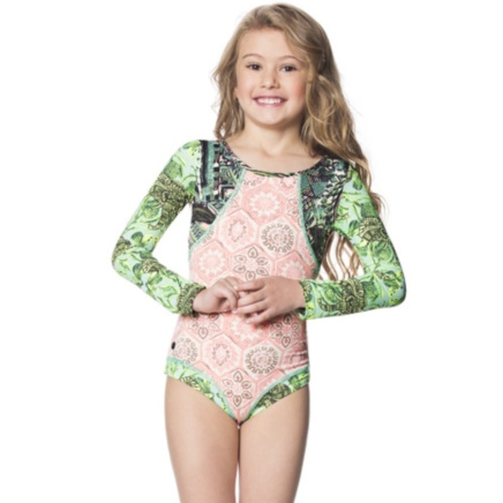 Maaji One Piece Swimsuit Girls 16/ US 10 Swimwear Summer Tropical Long Sleeve